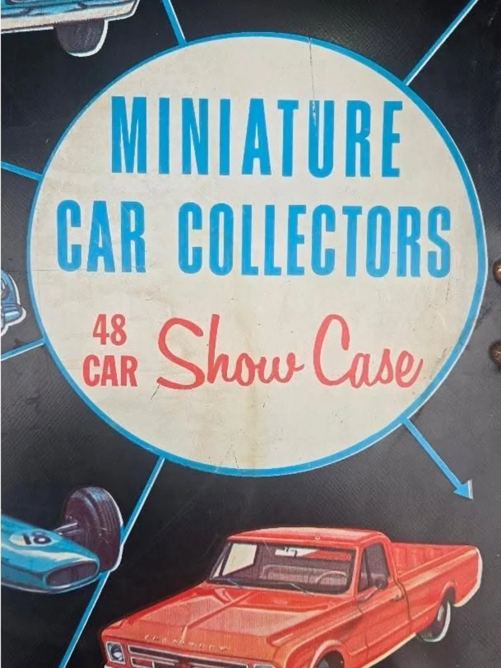Miniature Car Collectors 48 Car Show Case - Blue & Red Graphics